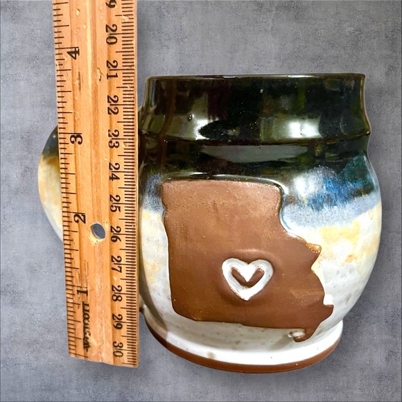J Rae Studio Pottery Missouri State Coffee Mug Cup Drip Glazed Stoneware 12oz - Picture 9 of 12